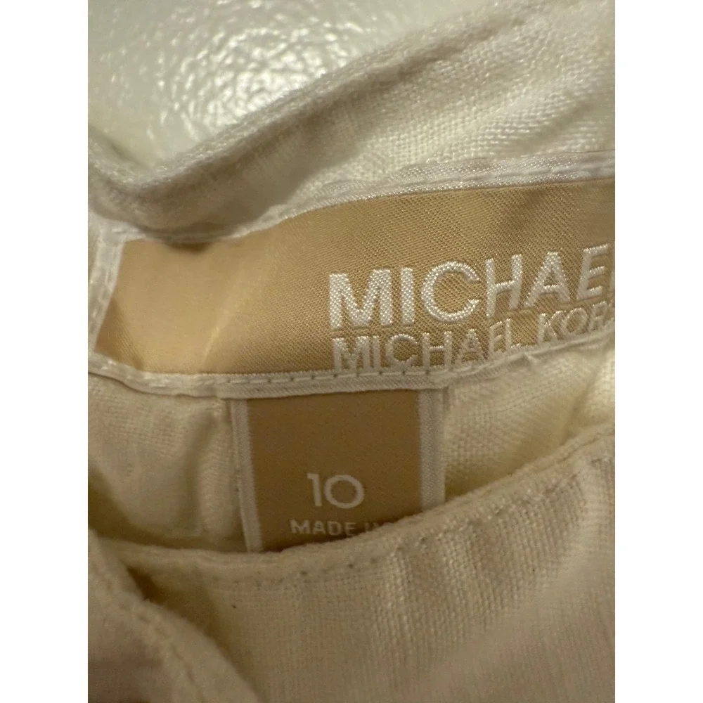 Michael Kors White Linen Cuffed Shorts Womens‎ Size 10 - Picture 2 of 3